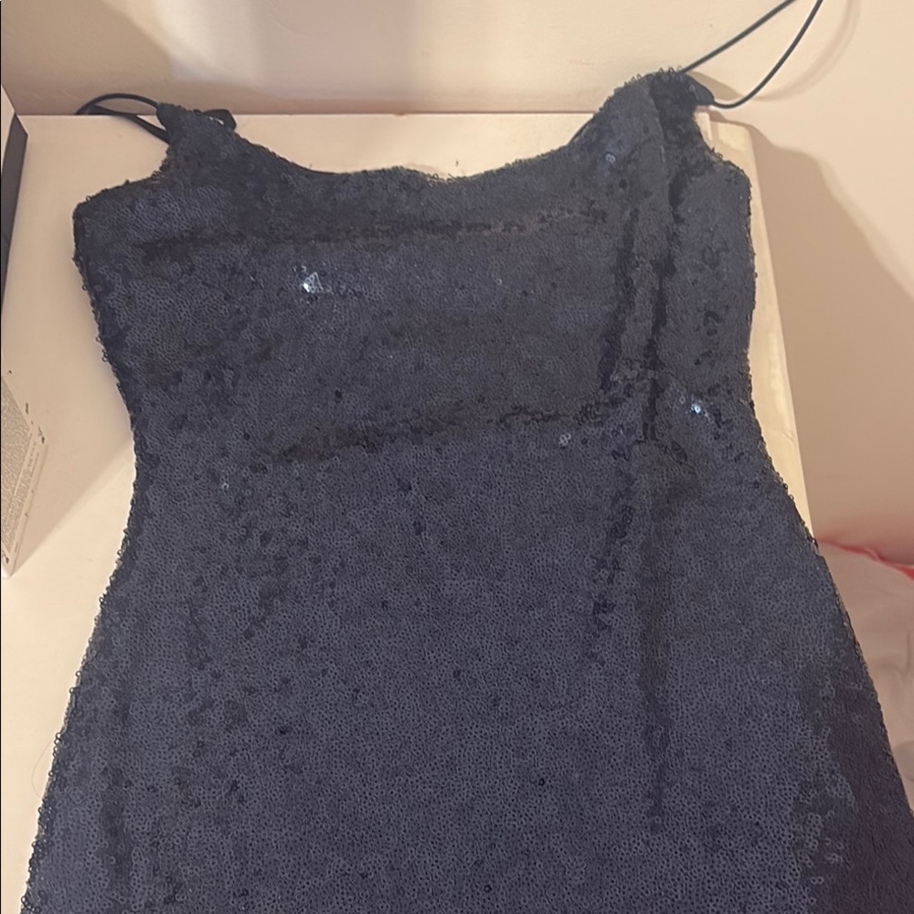 JCPenney Black Sequin Asymmetrical Mini Dress